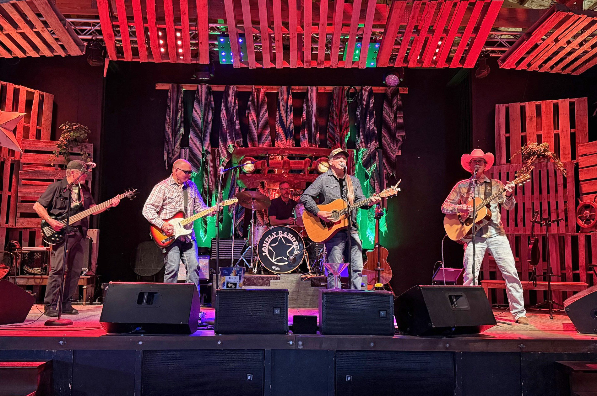 Hot Springs native Ross Johnson, third from left, performs recently with The Lonely Rangers Band at the Custer Beacon. He and his bandmates will take the stage in Centennial this Saturday, May 30, from 7pm - 9pm. Photo by Tonya Johnson/RJ Design Co.