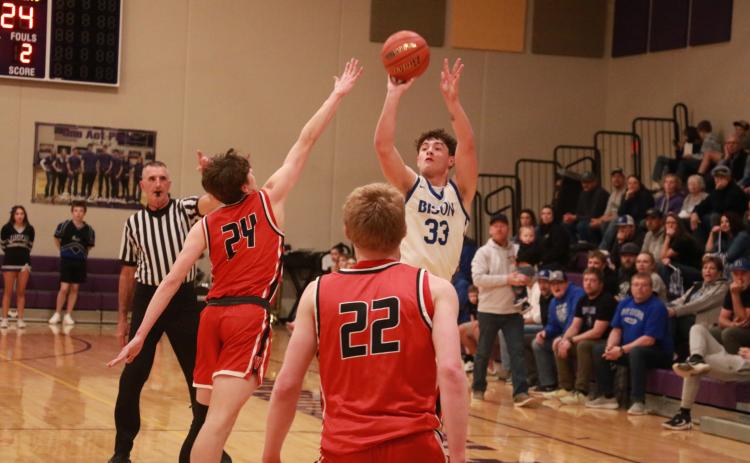 Hot Springs senior Camron Maciejewski puts up a three-point basket attempt during last week’s SoDak 16 game in Kadoka versus Vermillion.