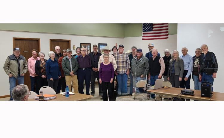 Presenters Glenn and Caroline Zerbst, center, pose for a photo with members of the Edgemont Historical Society and Edgemont Museum. Submitted photo