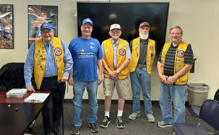 Members of the Hot Springs Lions Club who recently helped with vision screenings at Hot Springs Schools included, from left, Perry Holmes, Ed Renstrom, Chuck Kaus, Dan Holiday and Gary Merkel. Not pictured is Gene Nachtigall. Submitted photo