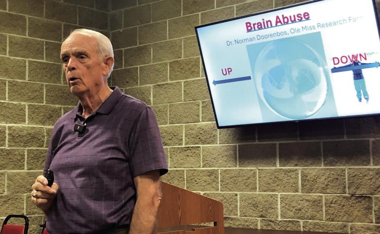 Retired Law Enforcement Officer Ed Moses gives a presentation on the negative side effects of marijuana, medical or recreational. Photo by Charity Maness/Fall River County Herald Star