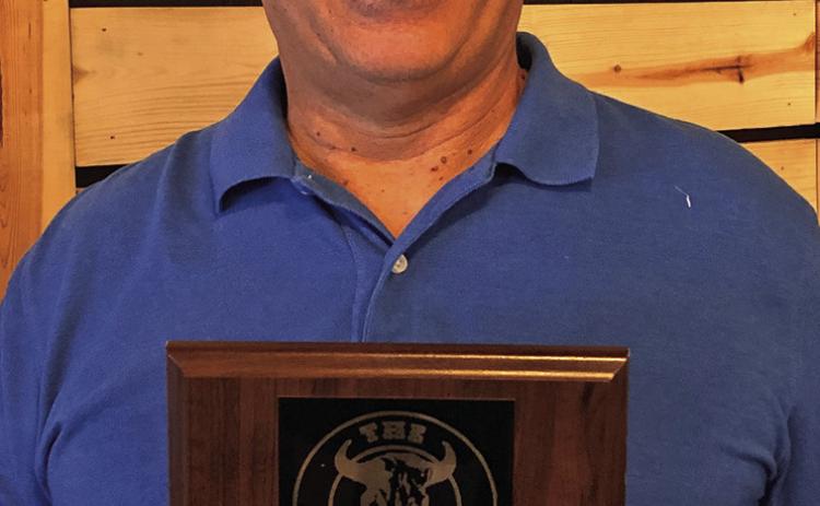 Calvin Larive, Sheriff of the Jedediah Smith Corral of Westerners in Hot Springs shows his award for Best Small Corral from the Westerner’s International. Photo by Charity Maness