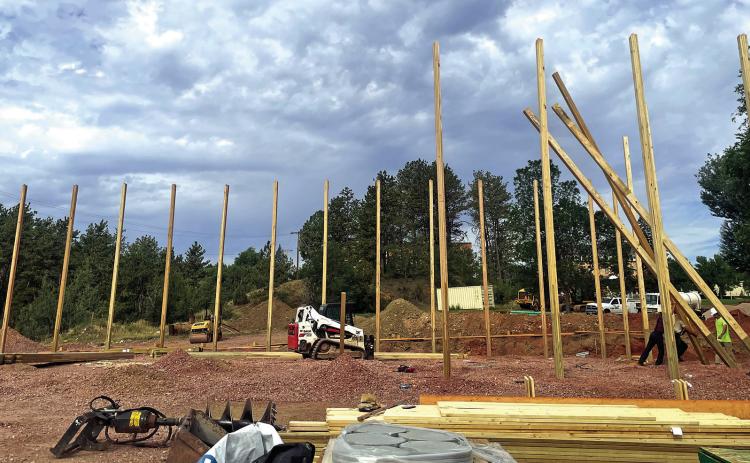 Construction on SD Wildland Fire’s new station on 23rd Street is moving quickly toward a targeted completion by the end of 2025. Photo by Beth Bogart/Fall River County Herald-Star