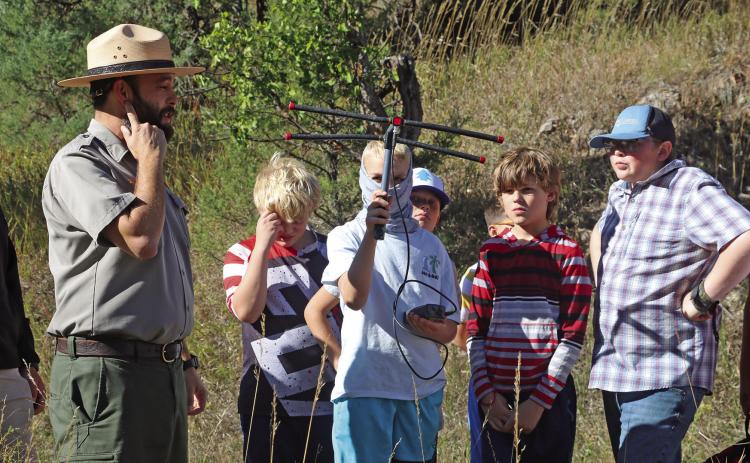 A ranger with Wind Cave National Park works with Edgemont students as he demonstrates how the park is able to keep track of the park’s elk herd through the use of sonar equipment. Photos by Brett Nachtigall/Fall River County Herald-Star